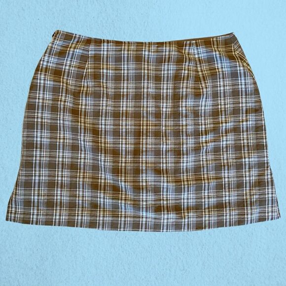90s vintage brown and blue plaid mini skort - Picture 5 of 11